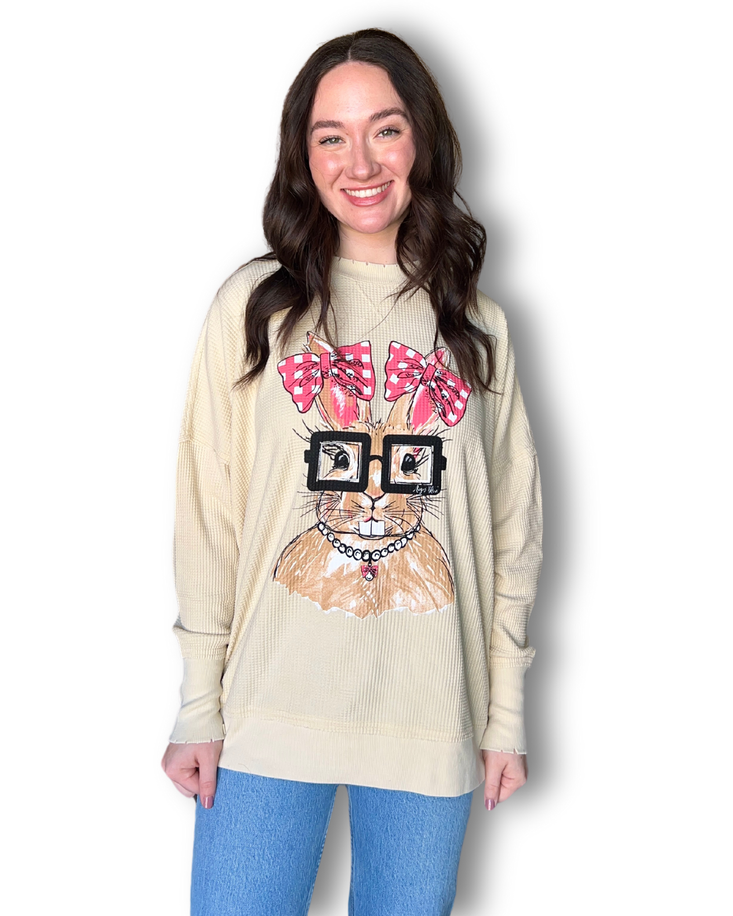 Easter Rosie Bunny Waffle Graphic Top