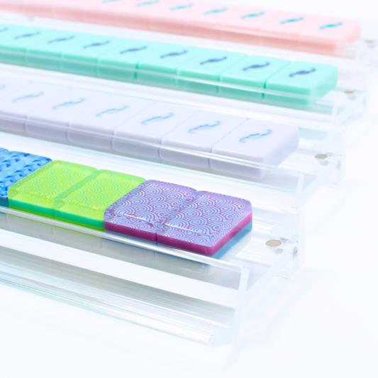 MAHJONG RACKS | Premium Acrylic | 4 Racks + 4 Pushers CLEAR