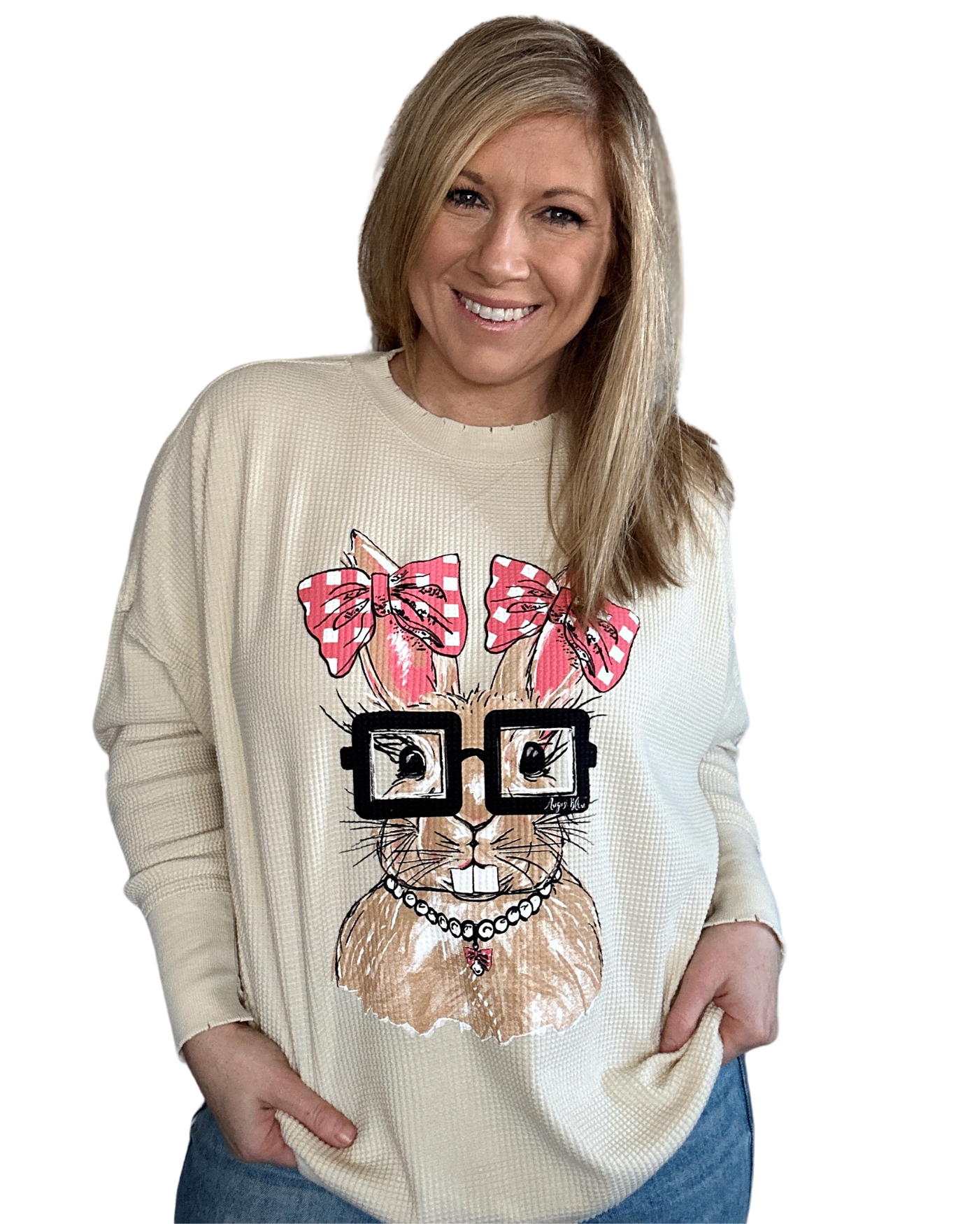Easter Rosie Bunny Waffle Graphic Top
