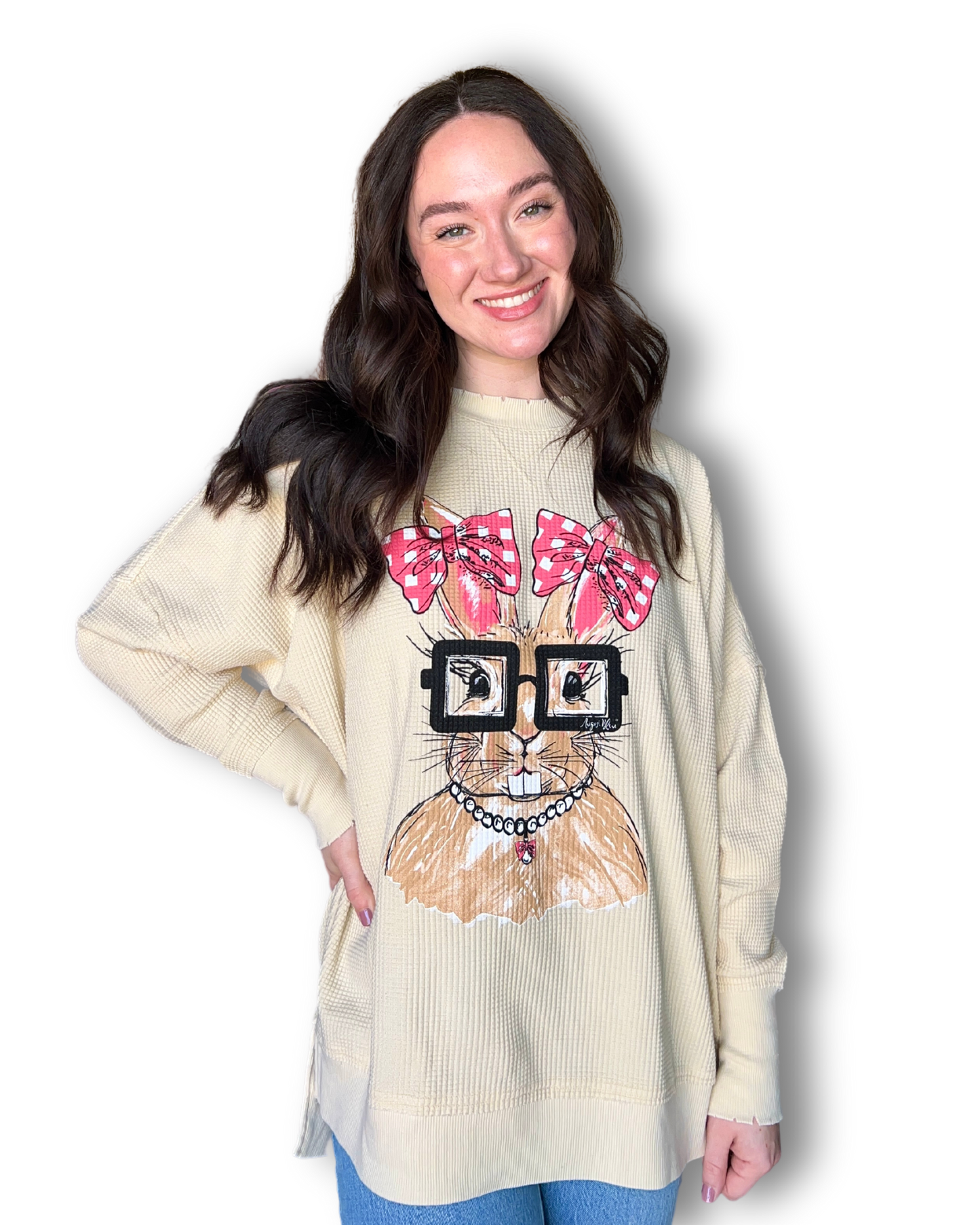 Easter Rosie Bunny Waffle Graphic Top