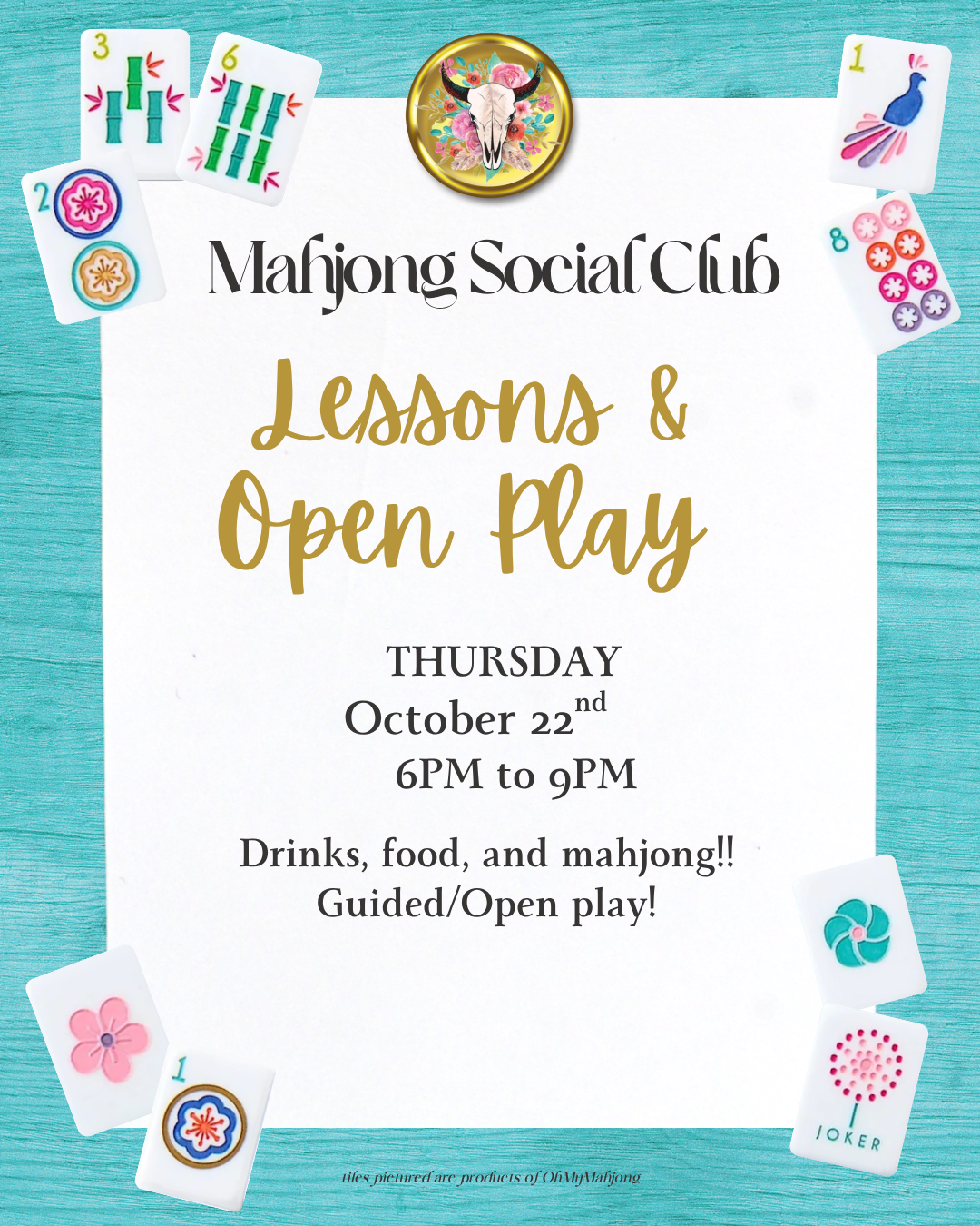 LUBBOCK Mahjong Game Night Seat October 22nd Guided/Open Only