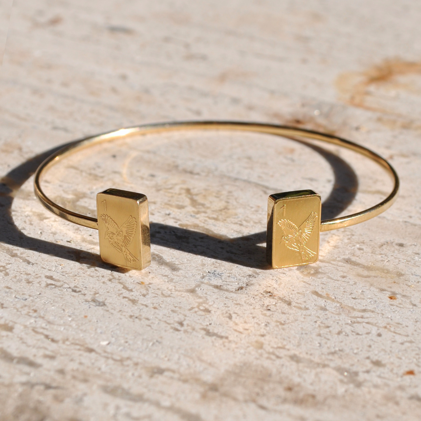 Double Sparrow Gold Mahjong Bangle