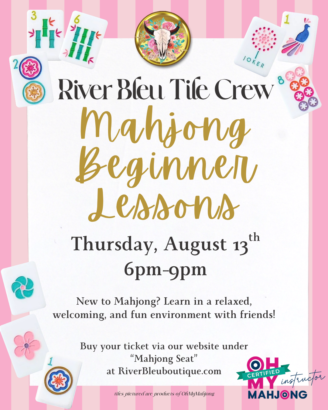 NORTHLAKE Mahjong Beginner 101 & Guided Play 102 Lessons August 13