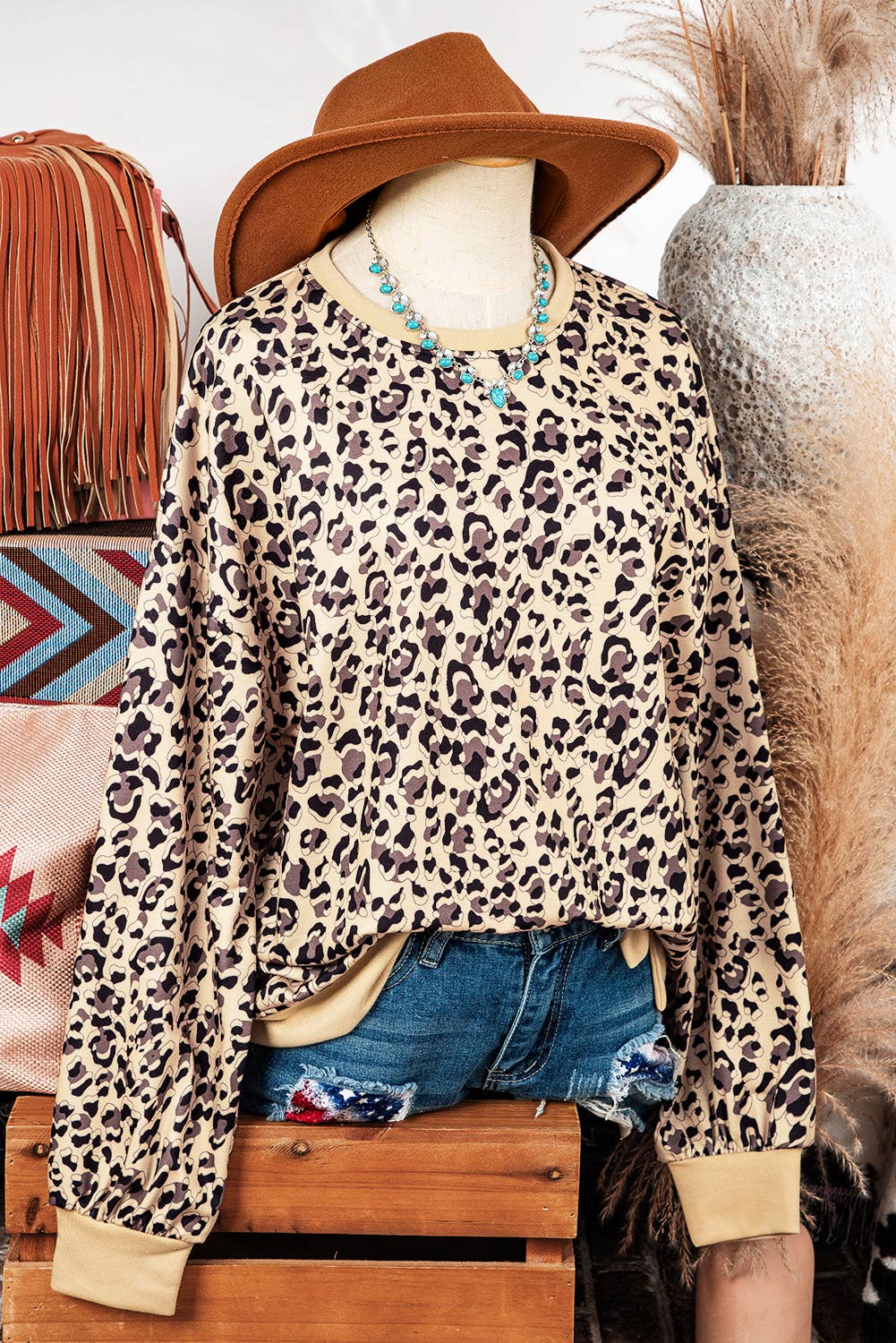 Leopard Crew Neck Sweatshirt