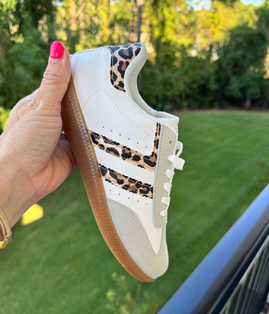 Stockholm Sneaker in White/Leopard