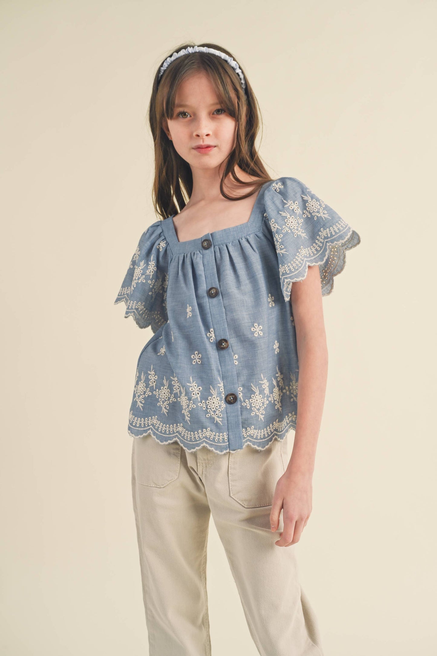 Girls Flutter Sleeve Top