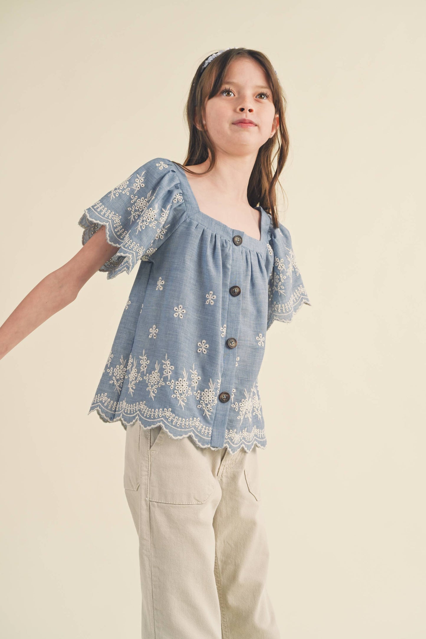 Girls Flutter Sleeve Top