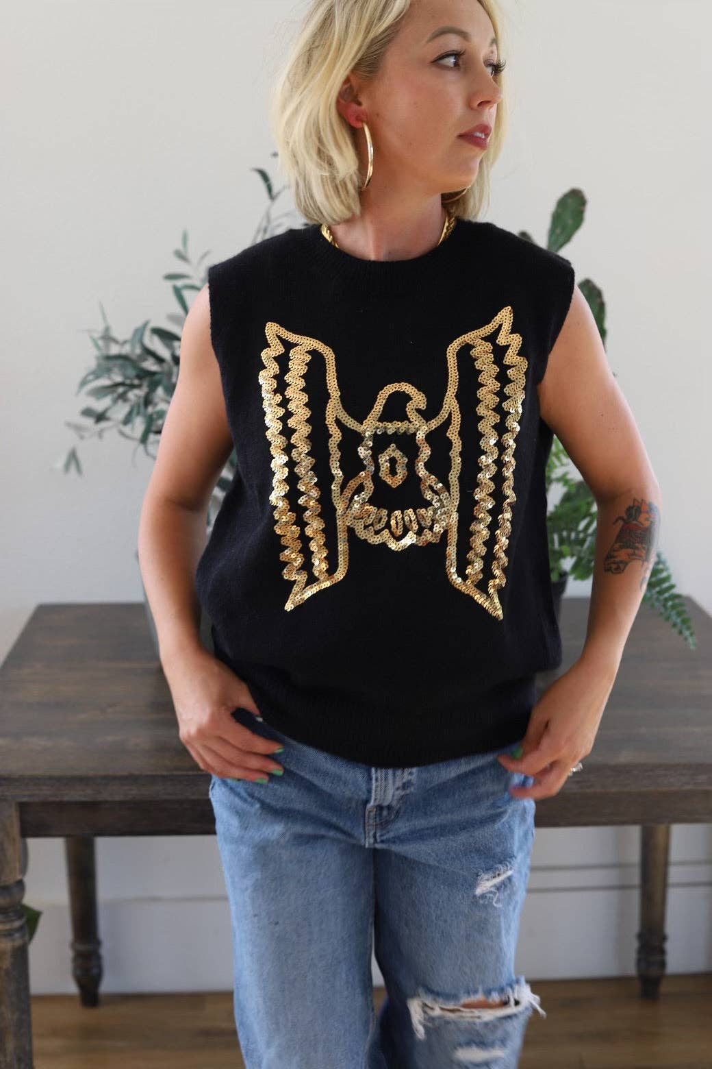 Thunderbird Sequin Sweater Vest