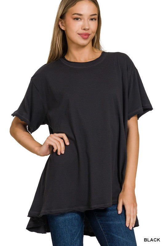 Cotton Drop Shoulder Oversized Top