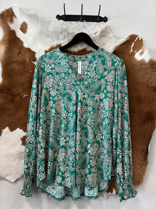 Colorful teal top