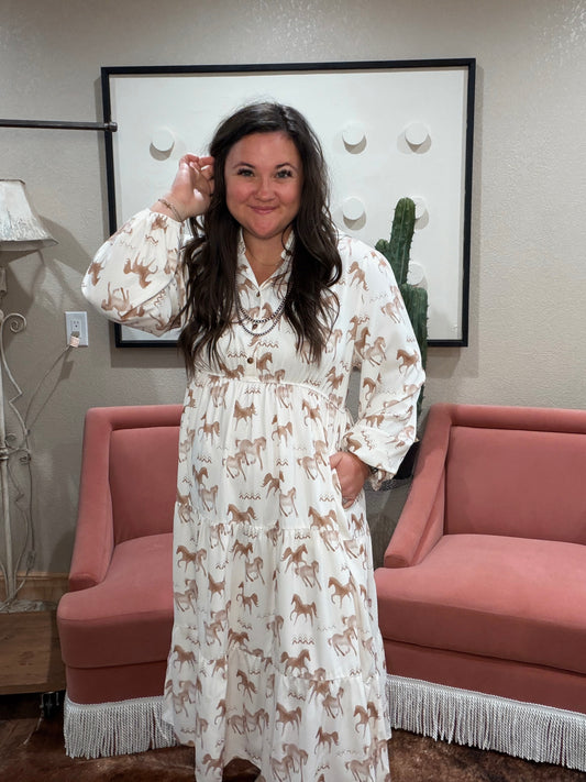Horse Print Shirt Dress