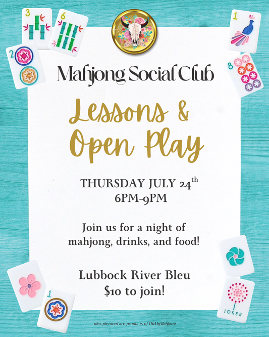 LUBBOCK Mahjong Game Night Seat July 24th 6PM