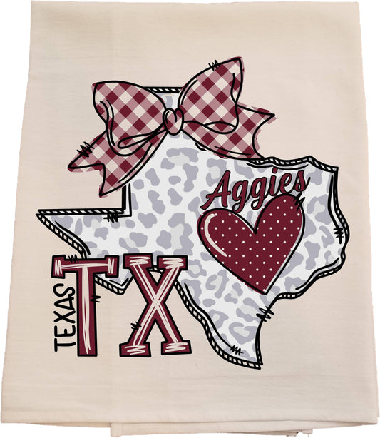 Aggie Heart of Texas Tea Towel