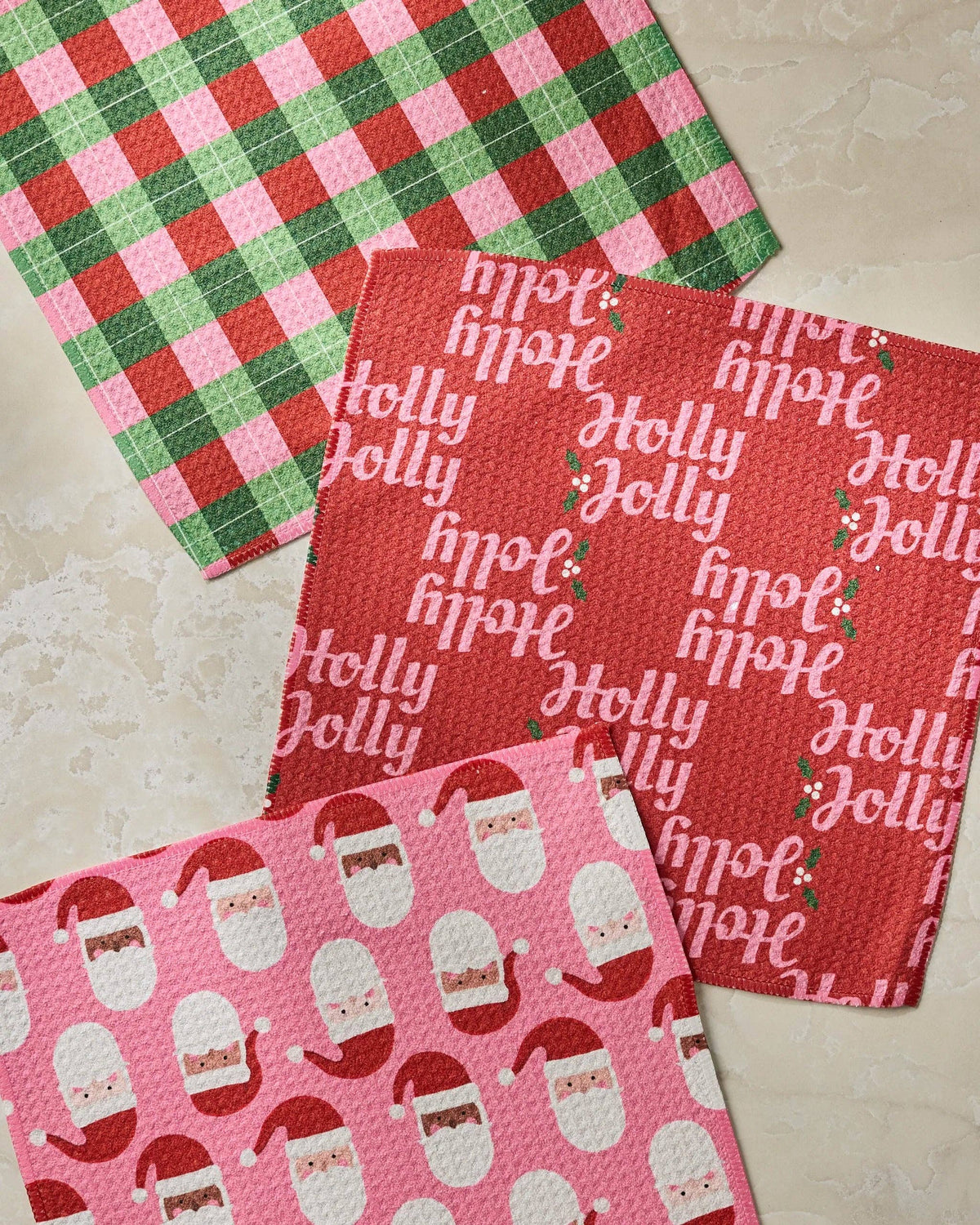 Geometry Holly Jolly Santa Dishcloth