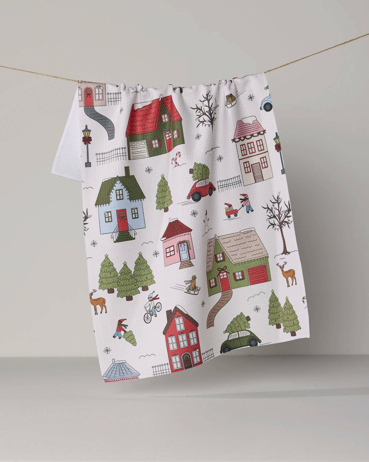 Geometry Winter Village Tea Towel