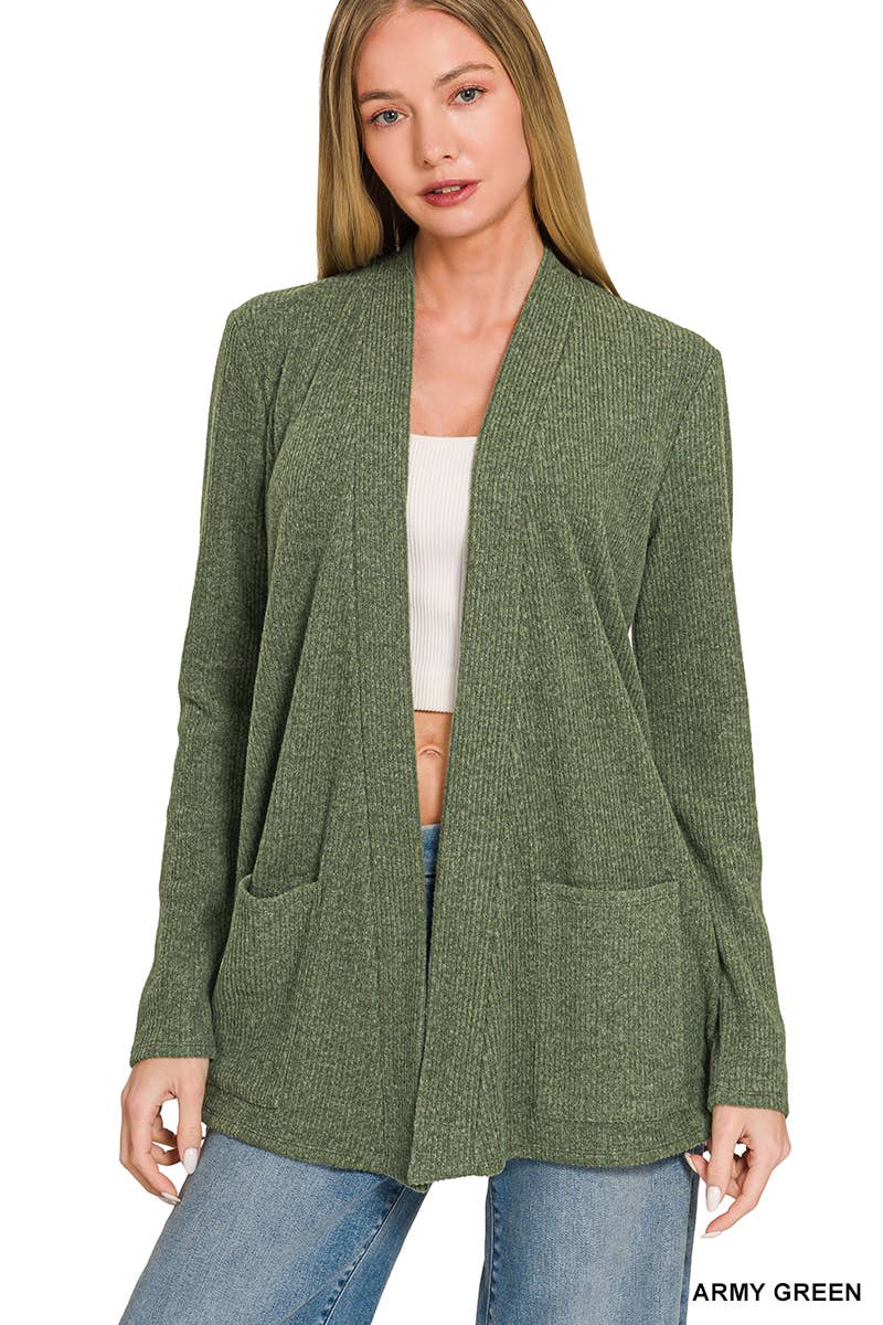 `Heather Ribbed Cardigan