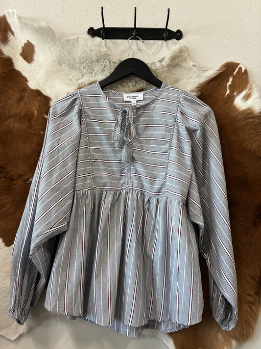 Brown and white striped top