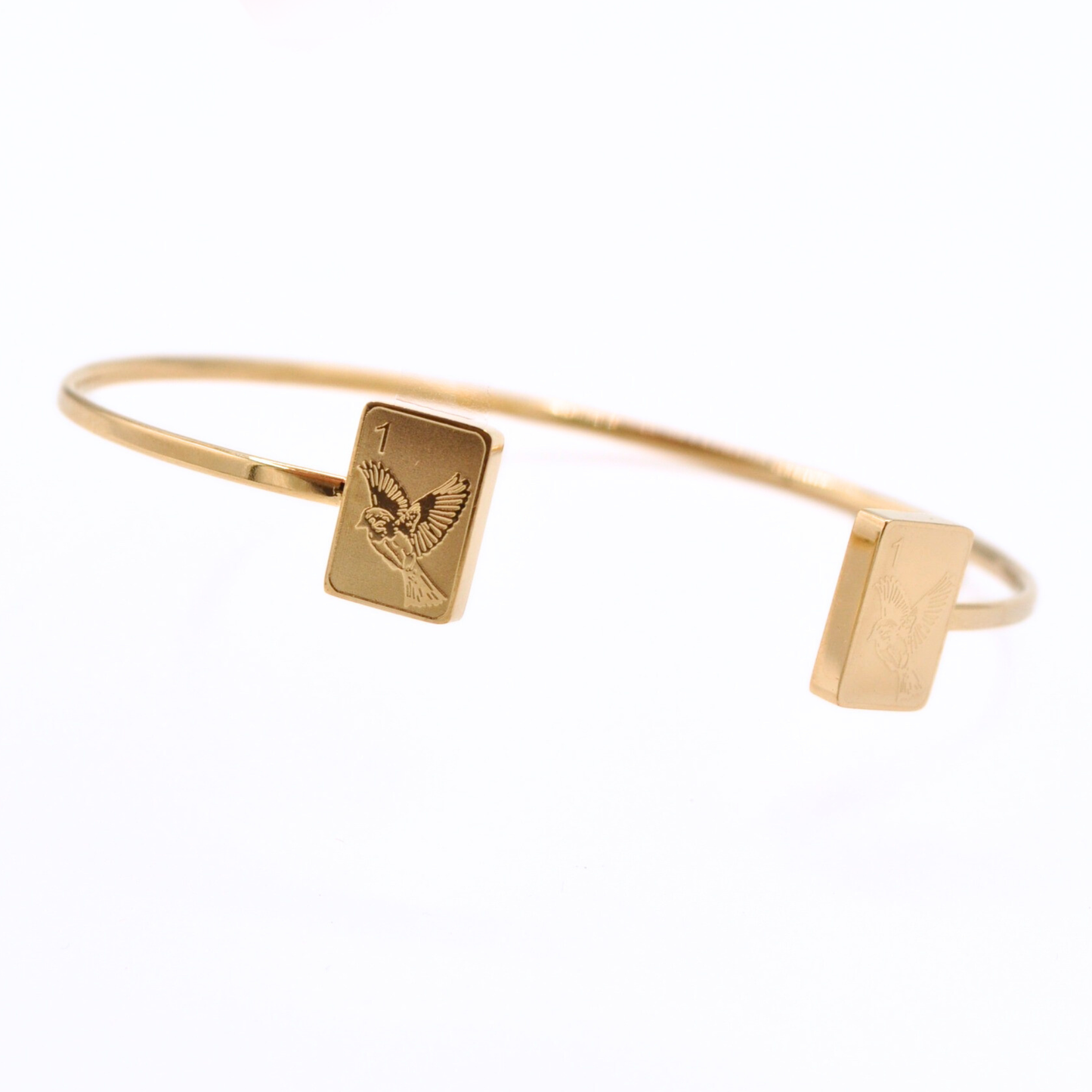 Double Sparrow Gold Mahjong Bangle