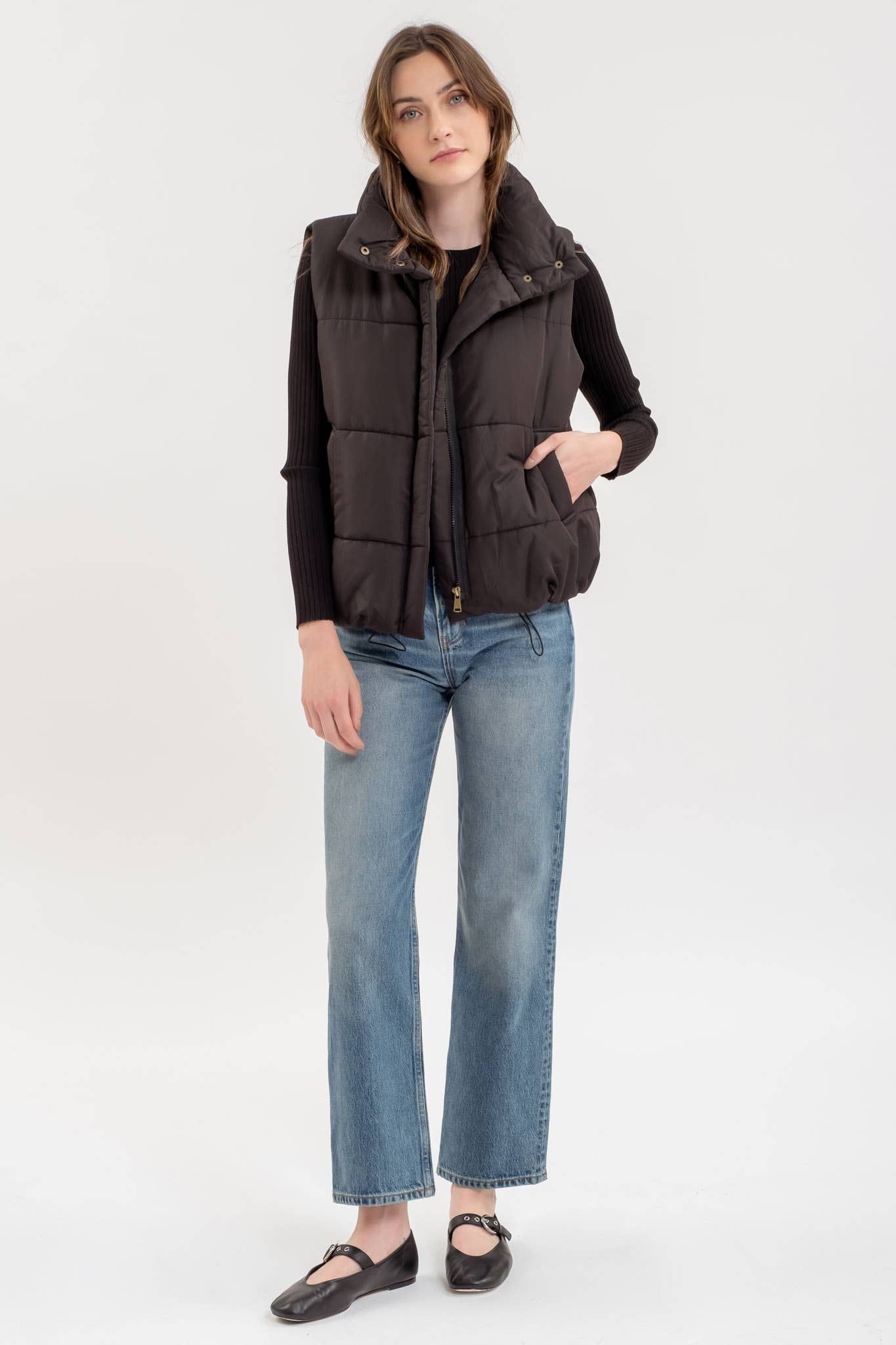 SCARLETT SOLID ZIP UP PUFFER VEST