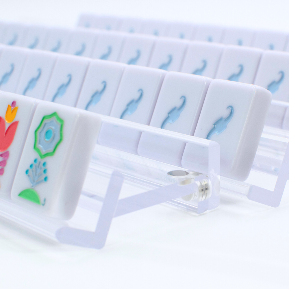 MAHJONG RACKS | Premium Acrylic | 4 Racks + 4 Pushers CLEAR