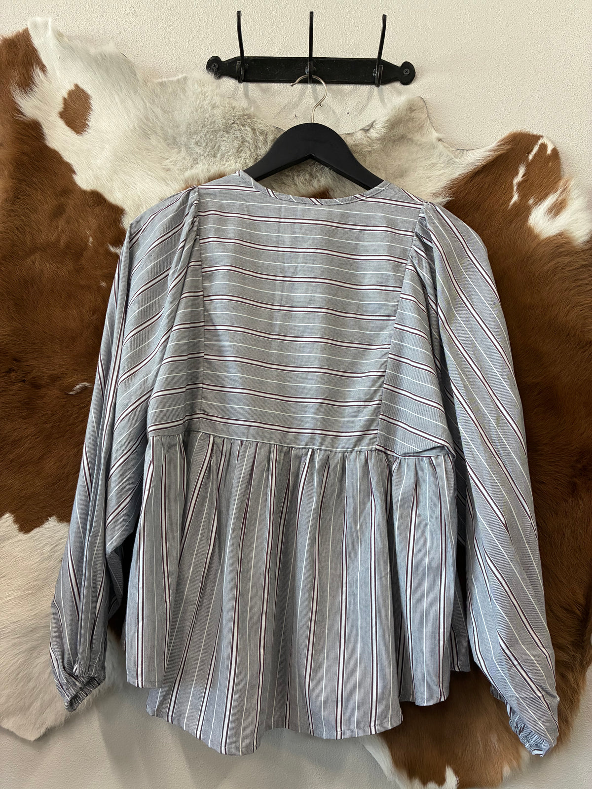 Brown and white striped top
