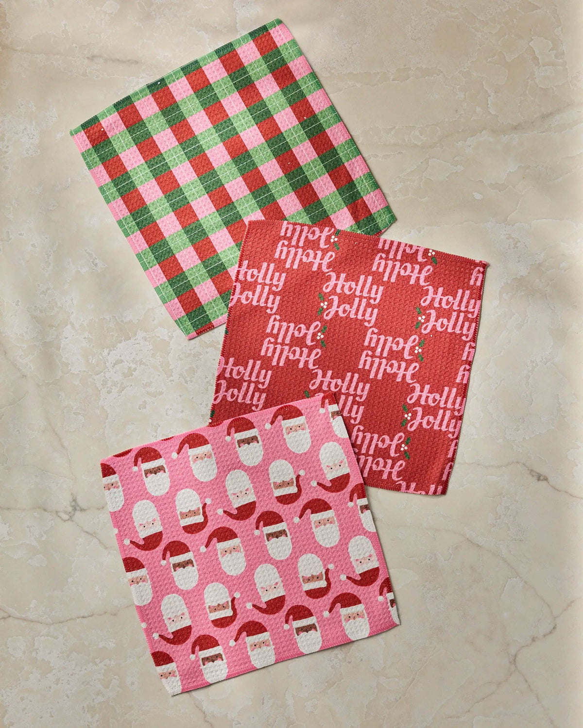 Geometry Holly Jolly Santa Dishcloth