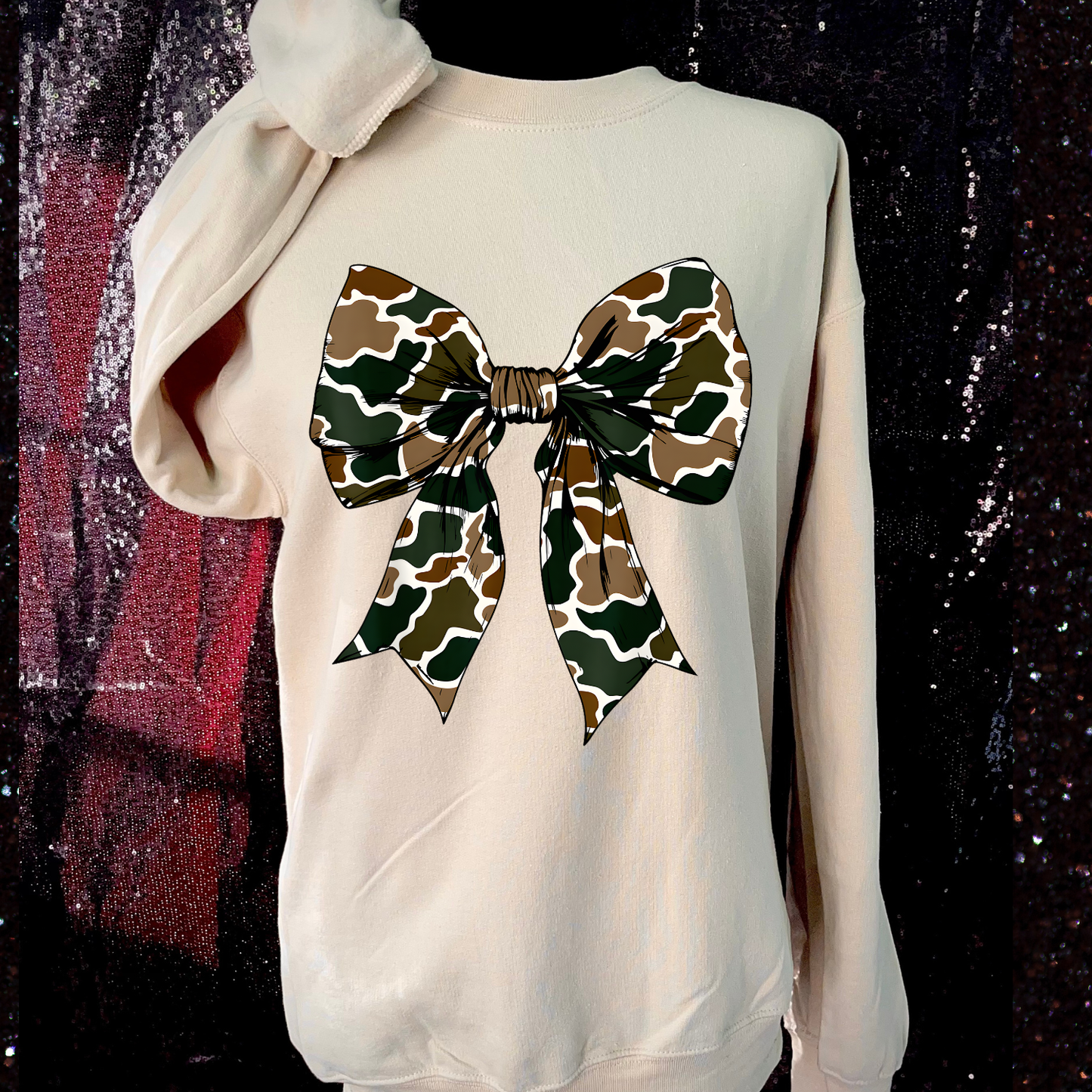 Camo bow sweatshirt