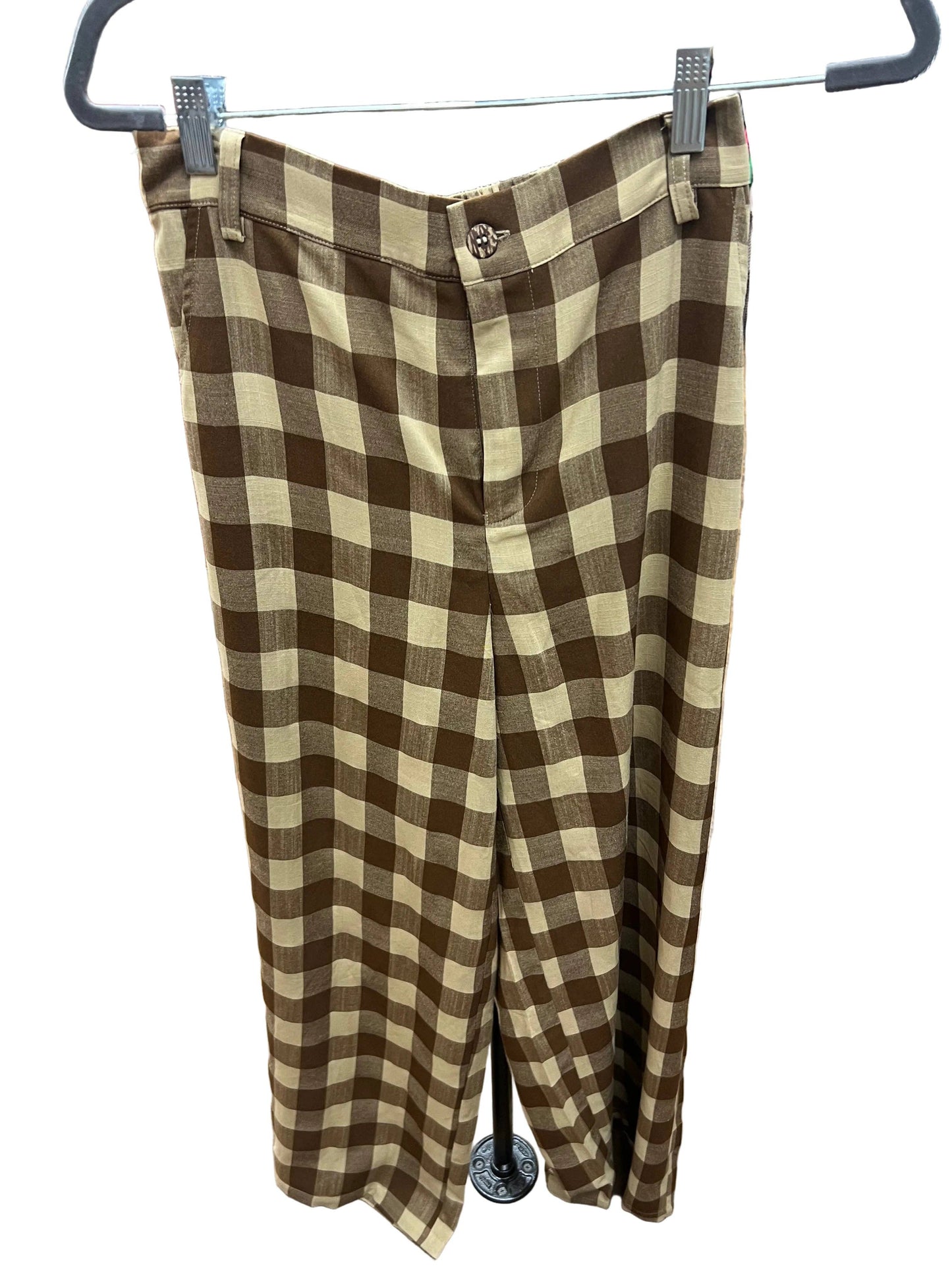 Gingham Brown Print Pants