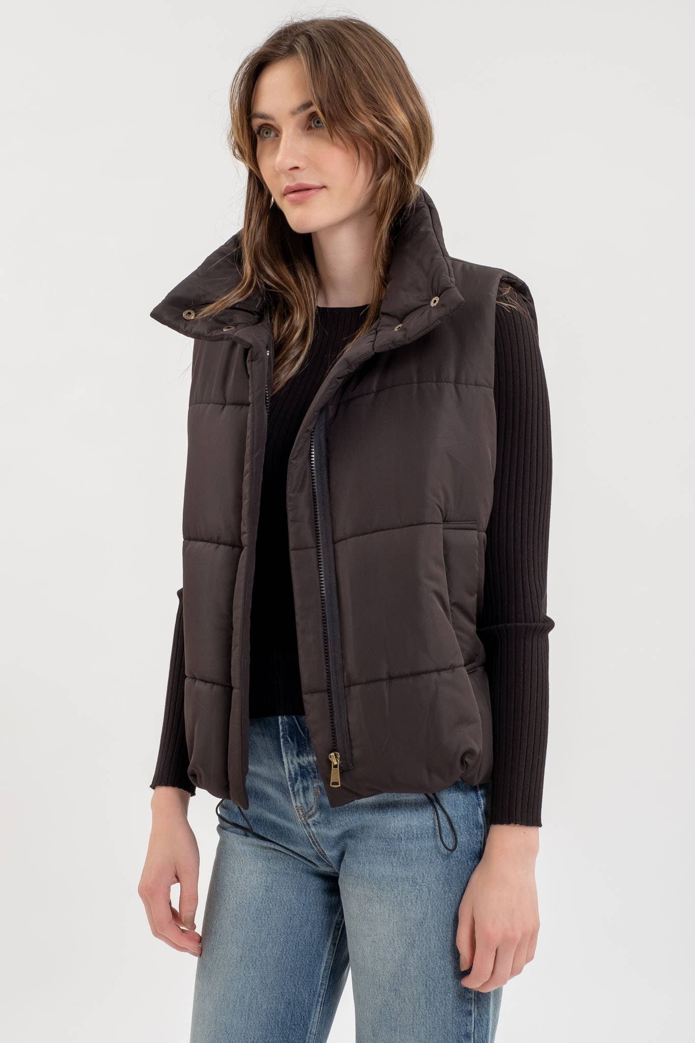 SCARLETT SOLID ZIP UP PUFFER VEST