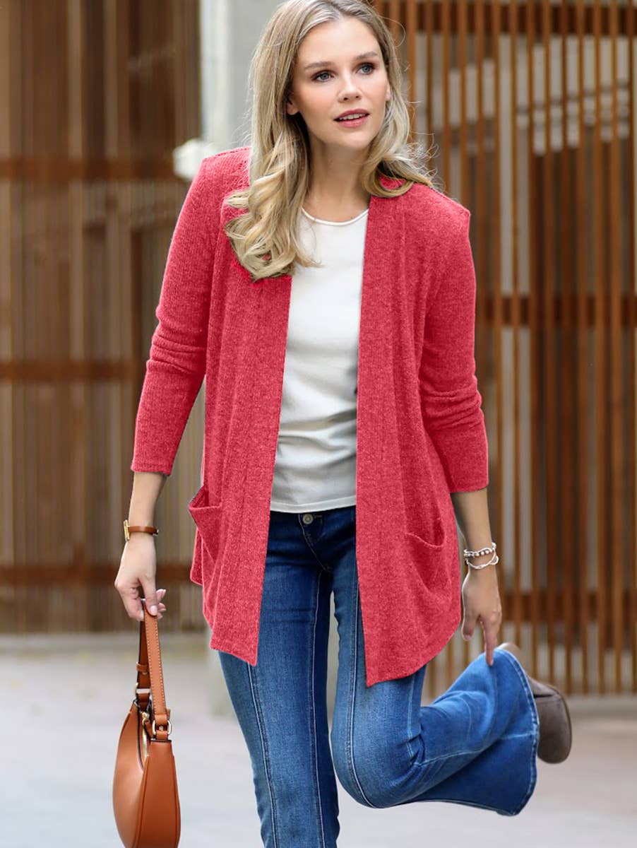 `Heather Ribbed Cardigan
