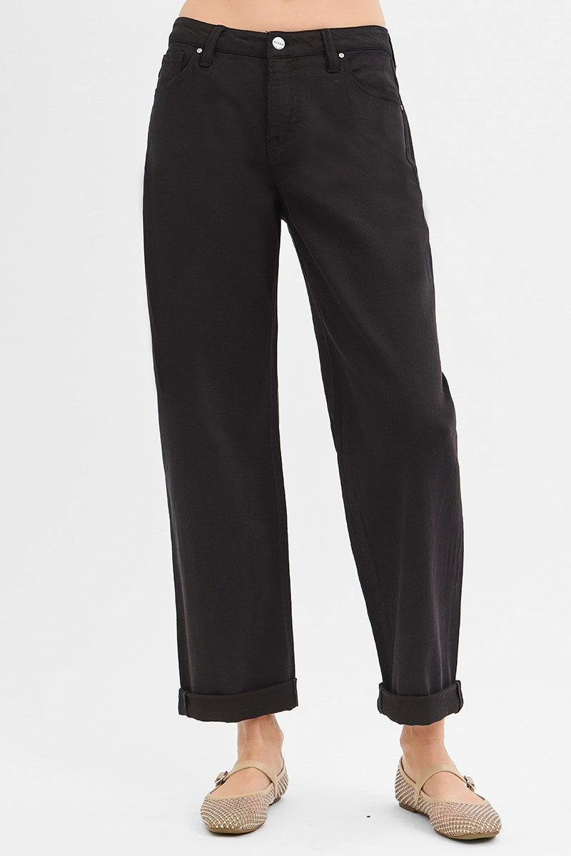 Black Risen Barrel Jeans