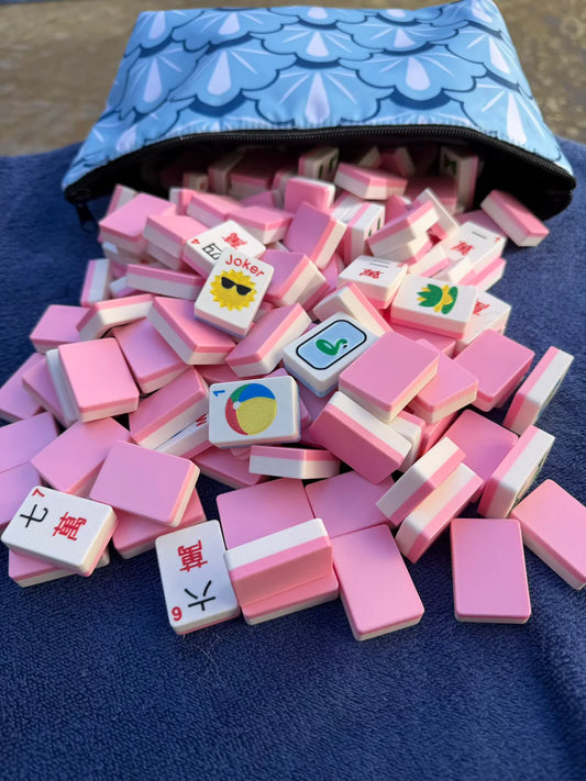 Pool Travel Mahjong Tiles - Pink & Racks