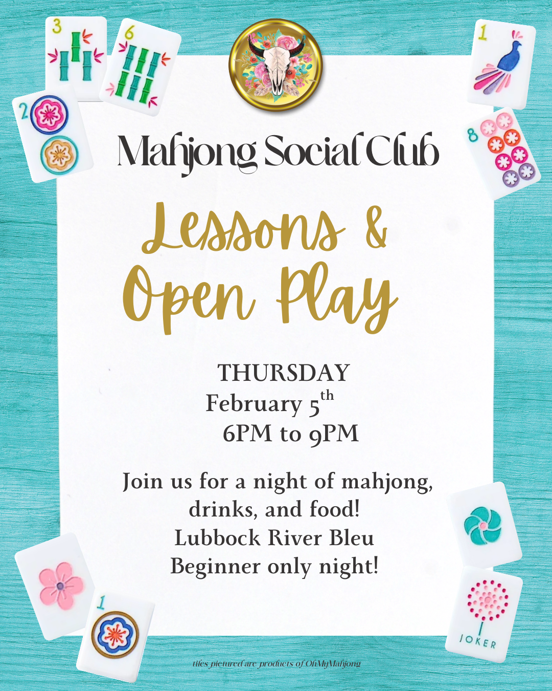 LUBBOCK Mahjong Game Night Seat February 5th  6pm to 9pm