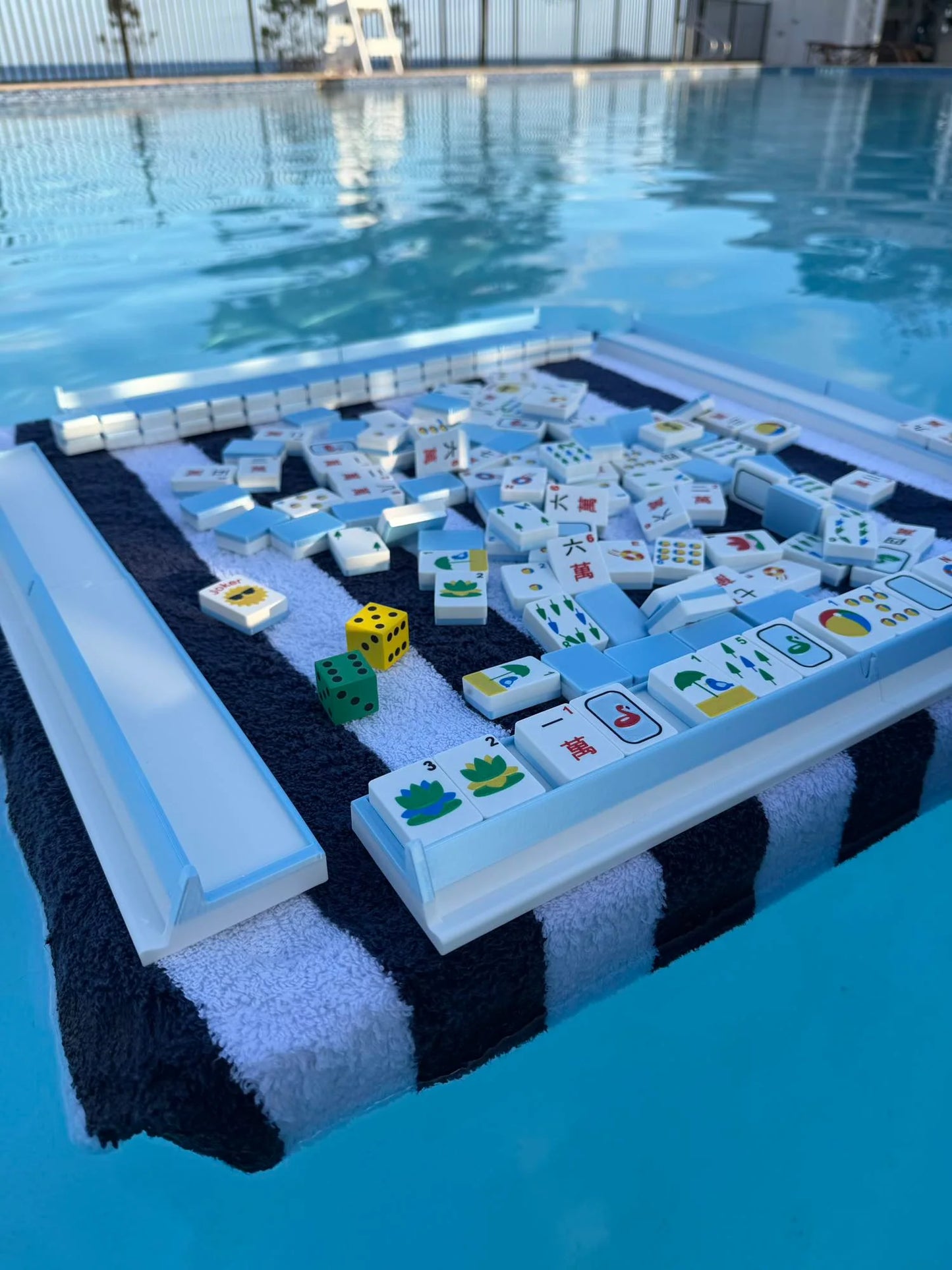 Pool Travel Mahjong Tiles - Pink & Racks