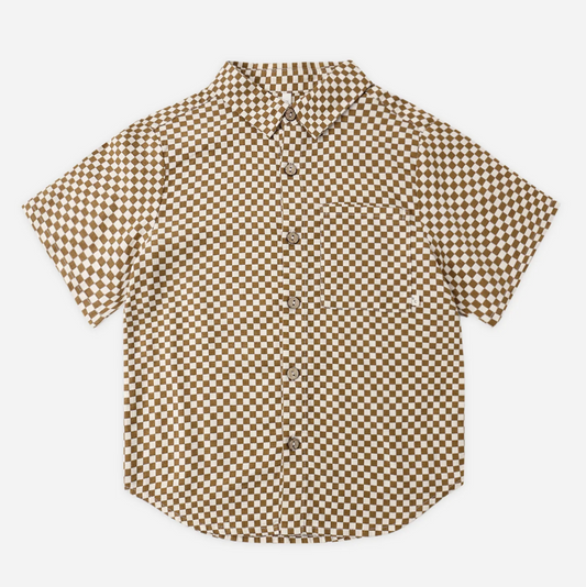 Collared Short Sleeve Shirt Ocre Check