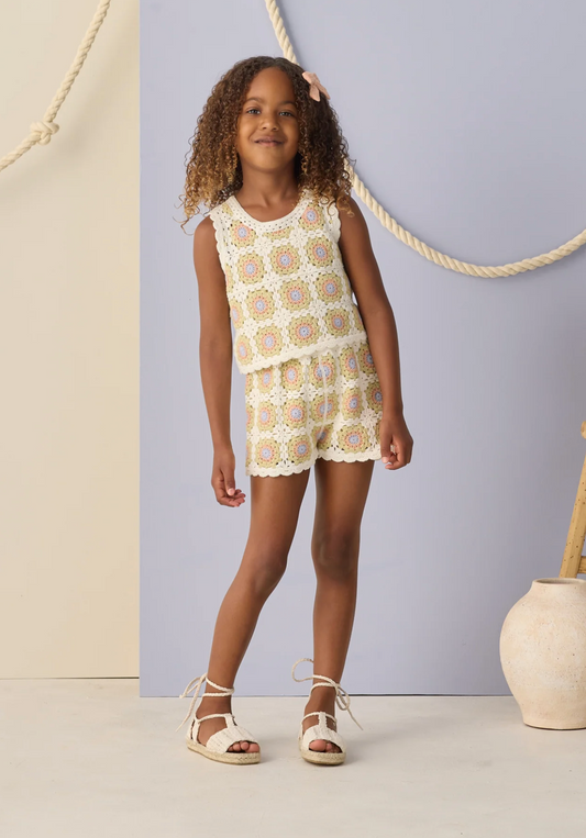 Crochet Tank Set Citron Daisy Check