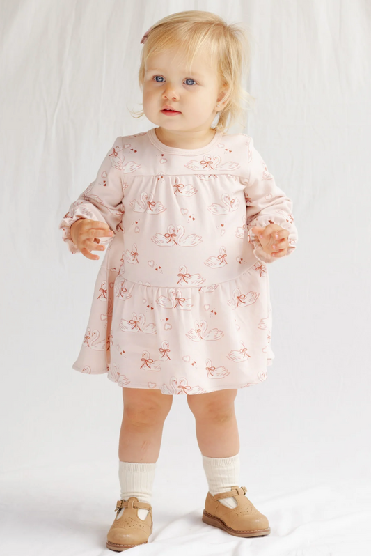 Tiered Jersey Dress Swans