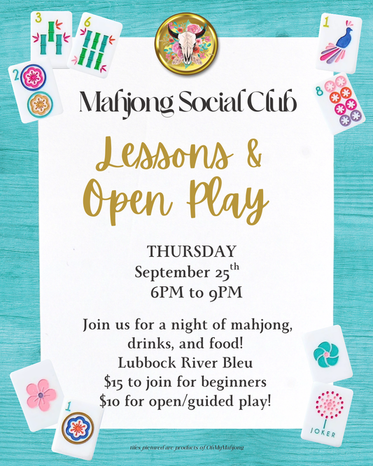 LUBBOCK Mahjong Game night September 25th 6pm to 9pm