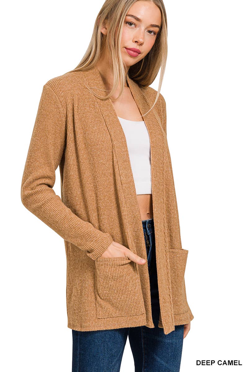 `Heather Ribbed Cardigan
