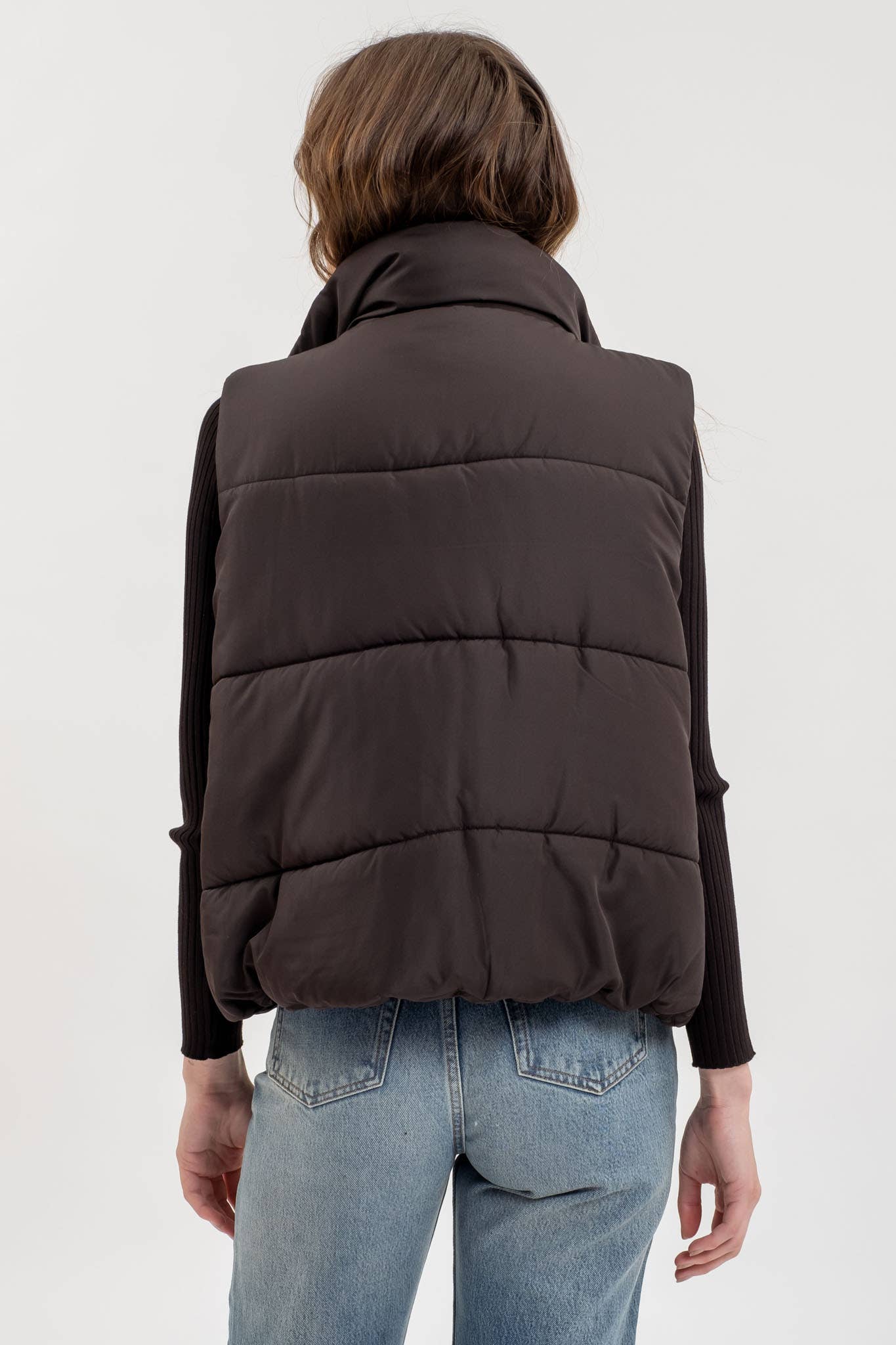 SCARLETT SOLID ZIP UP PUFFER VEST