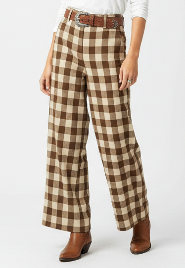 Gingham Brown Print Pants
