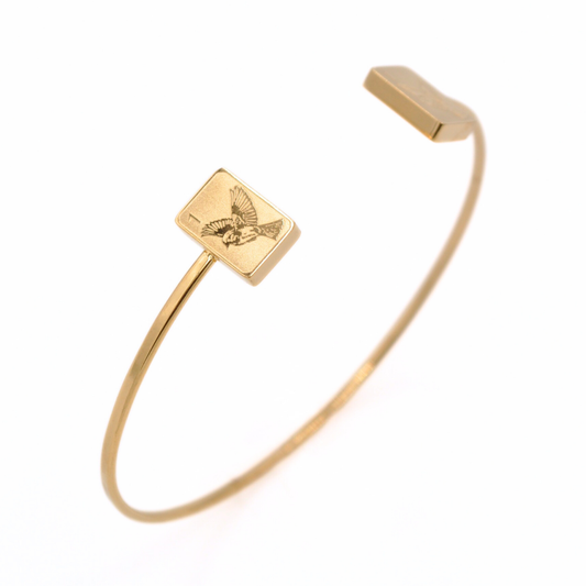 Double Sparrow Gold Mahjong Bangle