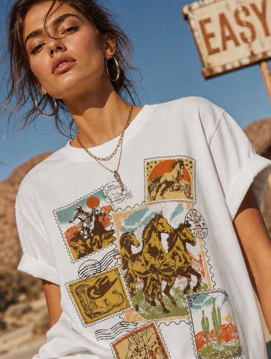 Vintage Western Postage Stamps White T-Shirt