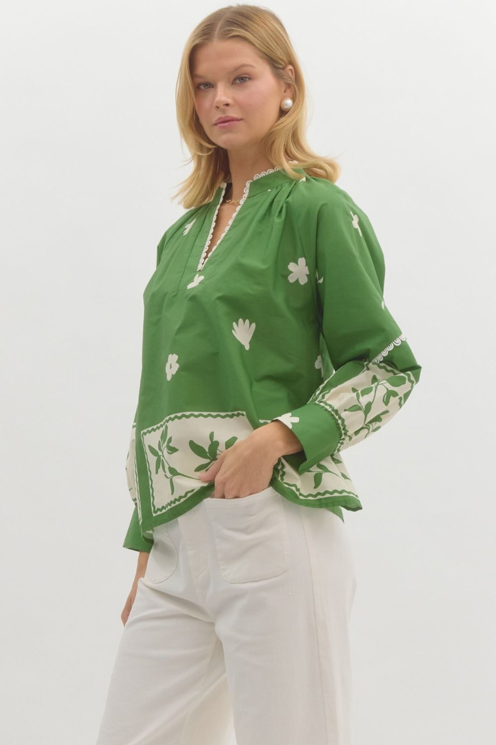 Floral Stencil Print Top