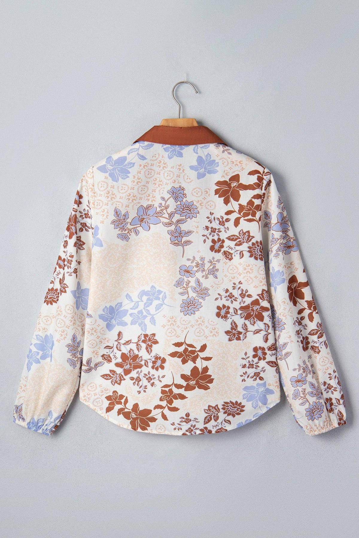 White Floral Long Sleeve Blouse