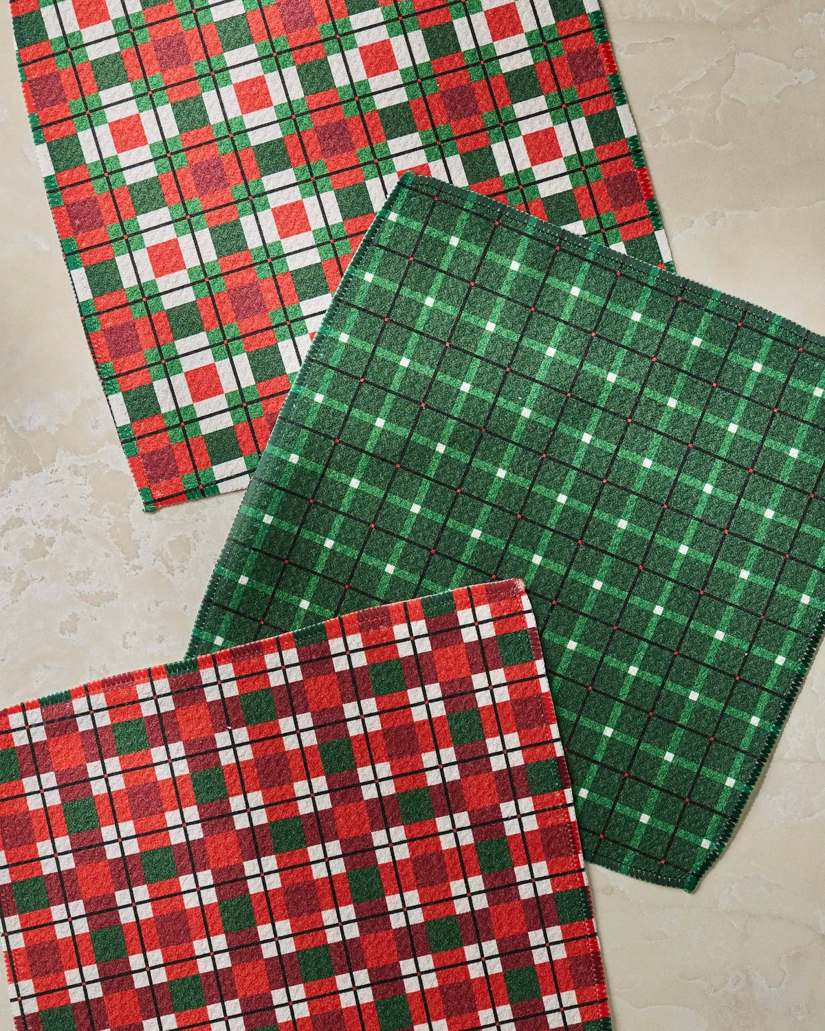 Geometry Noel Plaid Dishcloth Set