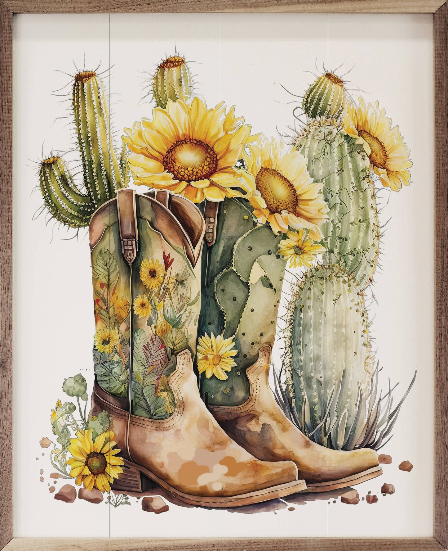 Sunflower Boots With Cactus